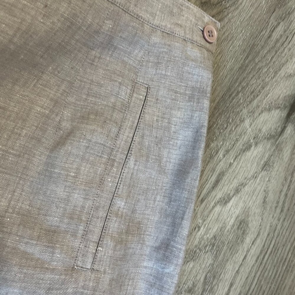 Talbots 100% Irish Linen Cropped Pleated Trouser in Oatmeal - Picture 2 of 9